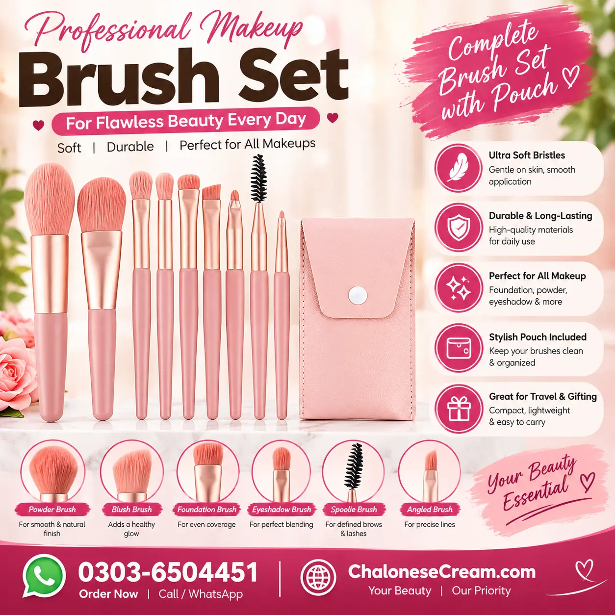 8 Pcs Premium Mini Makeup Brush Set  in