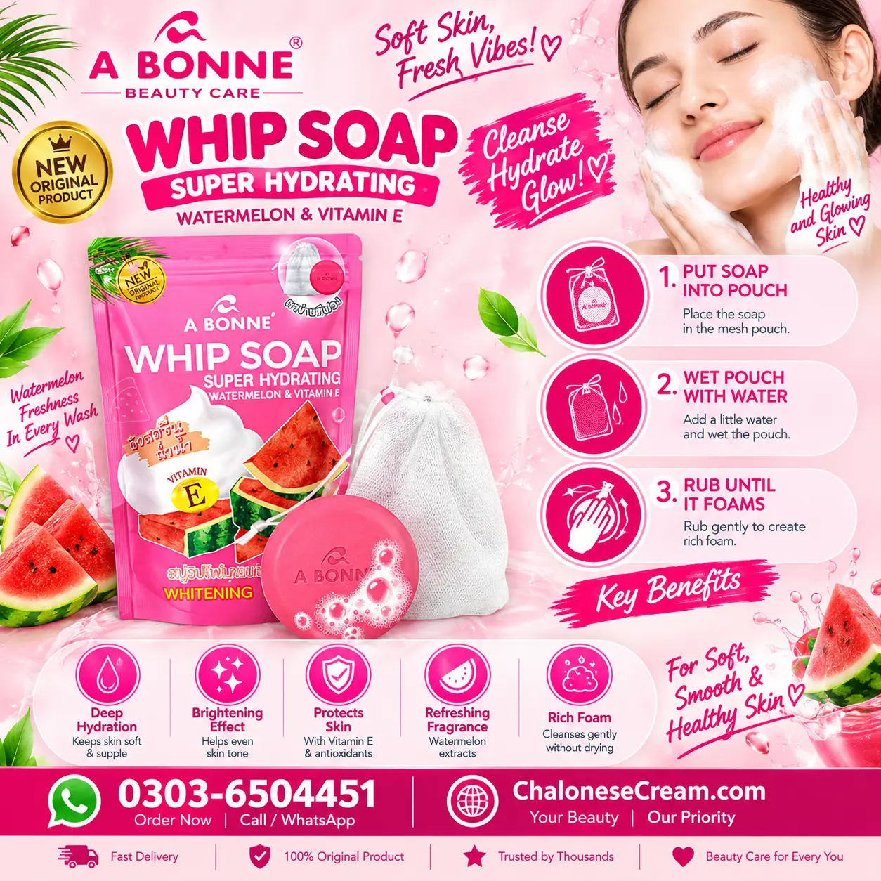 Abonne Whip Soap Super Hydrating Watermelon and Vitam in